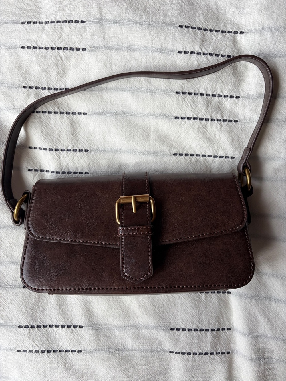 Brandy Melville Dark Brown Buckle Shoulder Bag
